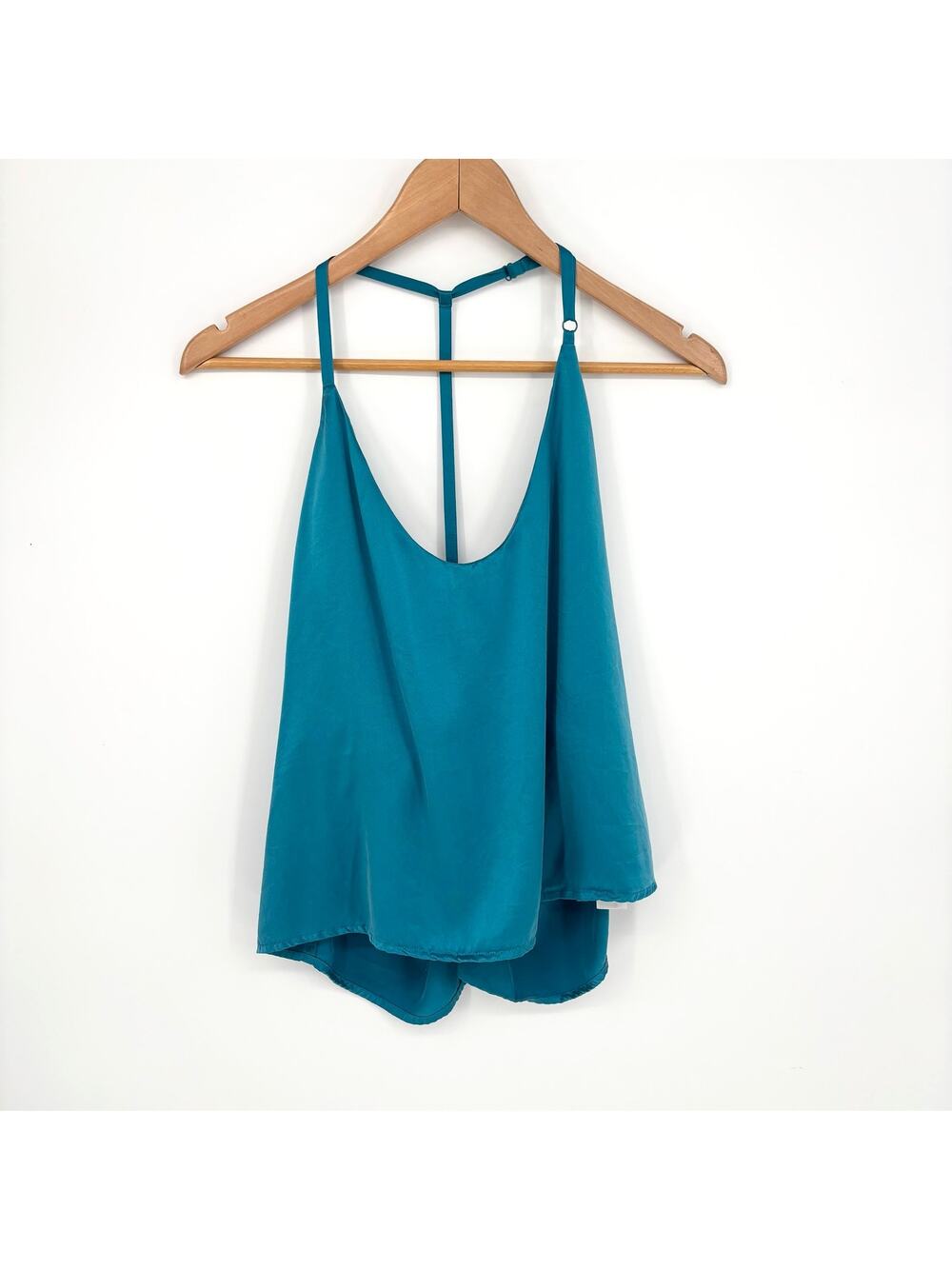 Lunya Washable Silk Teal Racerback Cami Size L
